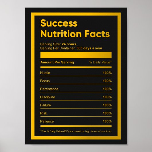Poster Réussite Valeur nutritionnelle | Devis motivationn (Devant)