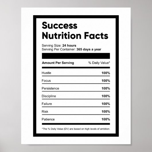 Poster Réussite Valeur nutritionnelle | Devis motivationn (Devant)