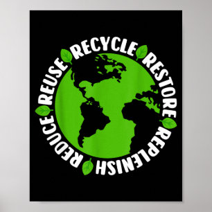 Poster Réutiliser Recycler Restaurer Reconstituer Réduire