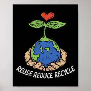 Poster Réutiliser Réduire Recycle Enregistrer Jour des te
