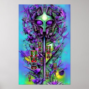 Poster Rêvant d'un arbre Tiki bizarre