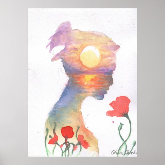 Poster Rêvant d'un coucher de soleil (Devant)