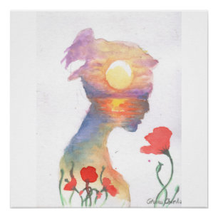 Poster Rêvant d'un coucher de soleil