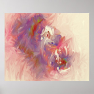 Poster Rêve Abstrait Pink Rose Blanc Rouge Vert Crème