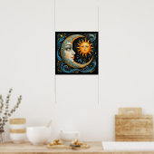 Poster Rêve céleste fantasque : Lune et Soleil. Art (Cuisine)