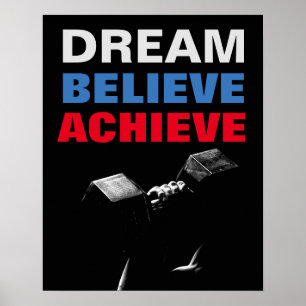 Poster Rêve Croire Réussir Motivation Bodybuilding