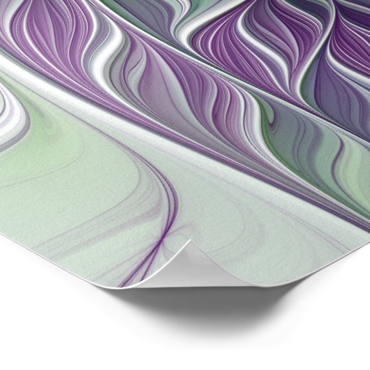 Poster Rêve de fleurs, Abstrait violet vert Fractal Art (Coin)