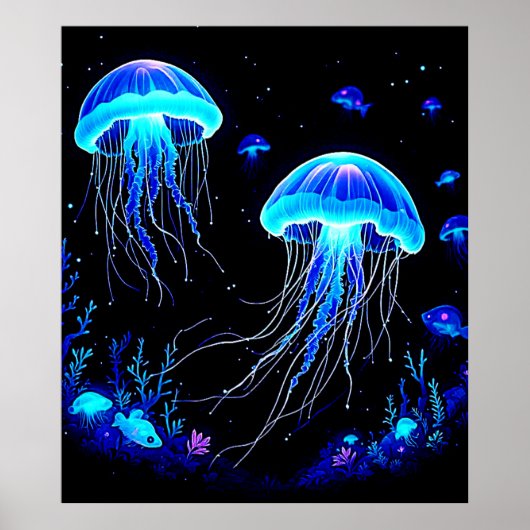 Poster Rêve de méduse bioluminescente (Devant)