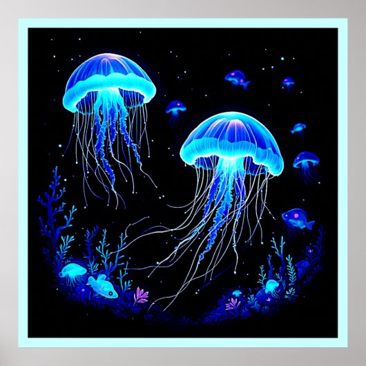 Poster Rêve de méduse bioluminescente (Devant)