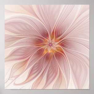 Poster Rêve floral rose doux Abstrait Fleur moderne