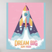 Poster Rêve Grand Objectif Élevé Motivation | Fusée Espac (Devant)