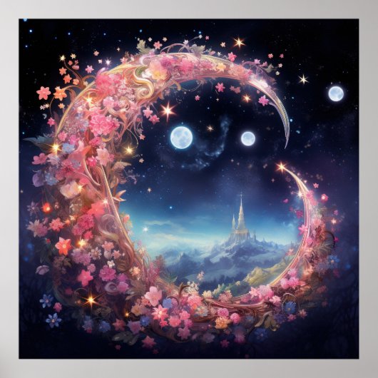 Poster rêve lunaire rose (Devant)