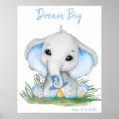 Poster Rêve Mignon Grand Éléphant Bleu Personnalisé (Devant)