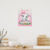 Poster Rêve Mignon Gros Éléphant Fille Pailleté Rose   (Cuisine)