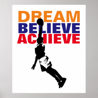Poster Rêve Motivation Croire Atteindre Basketball