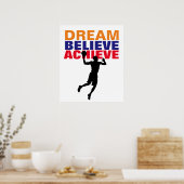 Poster Rêve Motivation Croire Atteindre Basketball (Cuisine)