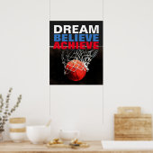 Poster Rêve Motivationnel Croire Atteindre Basketball (Cuisine)