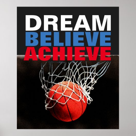 Poster Rêve Motivationnel Croire Atteindre Basketball (Devant)