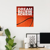 Poster Rêve Motivationnel Croire Atteindre Basketball (Bureau à domicile)
