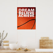 Poster Rêve Motivationnel Croire Atteindre Basketball (Cuisine)
