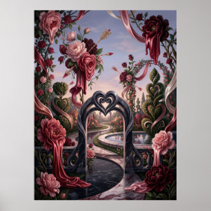 Poster Rêve surréaliste de jardin de la Saint-Valentin