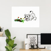 Poster Réveil du printemps, chiot aux fleurs et papillon (Bureau à domicile)