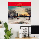 Poster Réveillon de Noël, célèbre peinture, (Bureau à domicile)