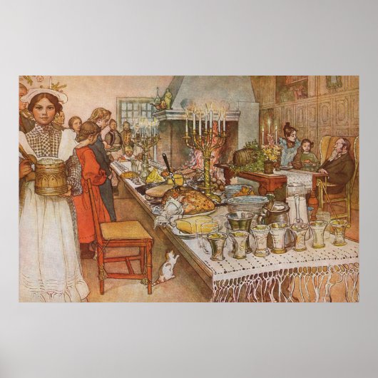 Poster Réveillon de Noël par Carl Larsson, Vacances Vinta (Devant)