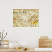 Poster Réveillon du Nouvel An avec lunettes de champagne (Cuisine)