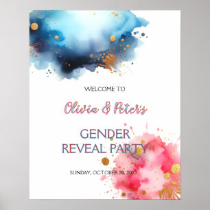 Poster Révélation du sexe au lavis rose et bleu