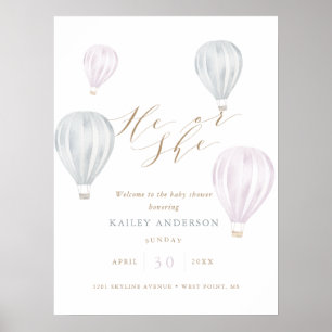 Poster Révélation du sexe de bébé par ballon à air chaud