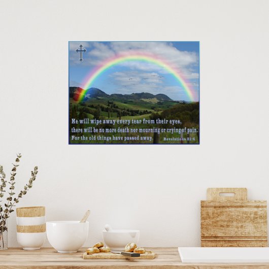 Poster Revelations scripture 21:4 (Keuken)