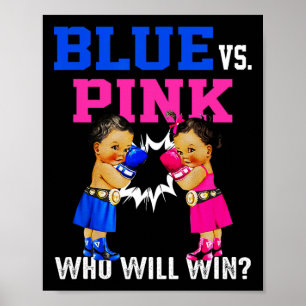 Poster Révéler le genre Bleu Vs Rose Ethnique Boxe Babies