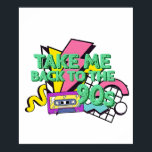 Poster Revenez à 90s Color Pop Art<br><div class="desc">Ce graphisme ludique et coloré des années 90 éclate avec des motifs géométriques, des néons et une cassette. Un choix parfait pour les amateurs de pop culture des années 90 qui ont soif de style audacieux, de graphismes bruyants et d'énergie nostalgique pure.</div>
