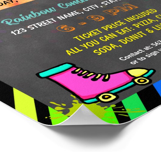 Poster Revenir à l'école 80s thème flyer (Coin)