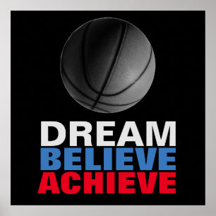 Poster Rêver Croire Atteindre la Motivation Basketball