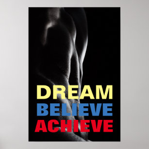 Poster Rêver Croire Atteindre Motivational Bodybuilding