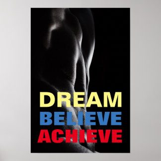 Poster Rêver Croire Atteindre Motivational Bodybuilding
