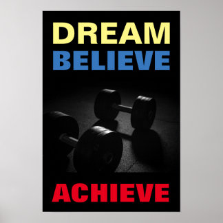 Poster Rêver Croire Atteindre Motivational Bodybuilding
