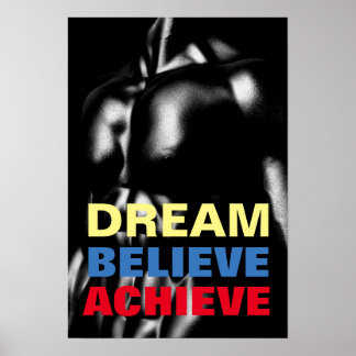 Poster Rêver Croire Atteindre Motivational Bodybuilding