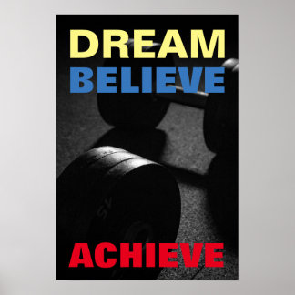 Poster Rêver Croire Atteindre Motivational Bodybuilding