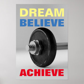 Poster Rêver Croire Atteindre Motivational Bodybuilding