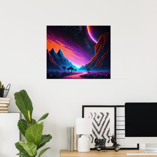 Poster Rêver d'un paysage néon d'un autre univers (Bureau à domicile)
