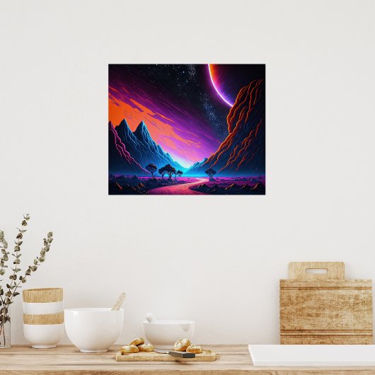 Poster Rêver d'un paysage néon d'un autre univers (Cuisine)
