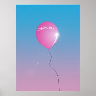 Poster Rêver sur Citer Ballon rose dans le ciel inspiré