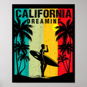 Poster Rêverie Californienne Hommes Femmes Surfant Plage