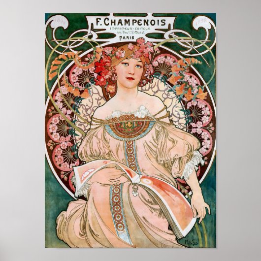 Poster Reverie par Alphonse Mucha Décoratif (Devant)