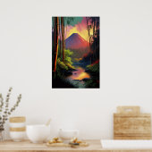 Poster Reverie volcanique, Vue Riverbank (Cuisine)