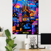 Poster Rêves colorés de Barcelone - Paysage géométrique (Bureau à domicile)