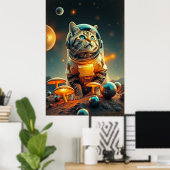Poster Rêves de chats cosmiques dans l'espace rétro (Bureau à domicile)